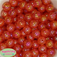 16mm Orange Crackle Acrylic Bubblegum Beads