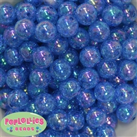 16mm Royal Blue Crackle Acrylic Bubblegum Beads