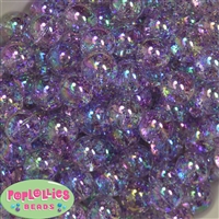 16mm Clear Lavender Glitter Acrylic Gumball Bead