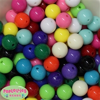 16mm Assorted Color Solid Acrylic Beads 120pc