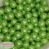 16mm Lime Green Faux Acrylic Pearl Bubblegum Beads Bulk