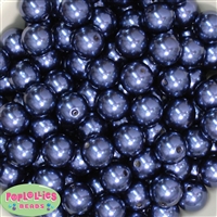 16mm Navy Blue Faux Acrylic Pearl Bubblegum Beads