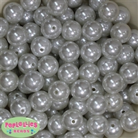 16mm White Faux Acrylic Pearl Bubblegum Beads Bulk