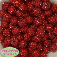 16mm Red Metallic Rhinestone Bubblegum Beads