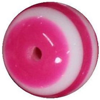 16mm Hot Pink Stripe Resin Bubblegum Beads