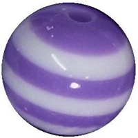 16mm Lavender Stripe Resin Bubblegum Beads