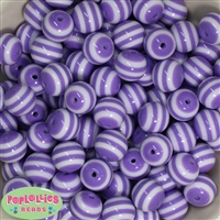 16mm Lavender Stripe Resin Bubblegum Beads