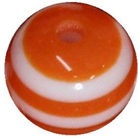 16mm Orange Stripe Resin Bubblegum Beads