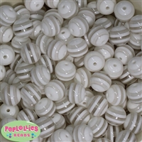 16mm White Stripe Resin Bubblegum Beads