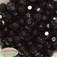 16mm Black Facet Acrylic Bubblegum Beads