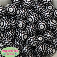 20mm Black Chevron Bubblegum Bead