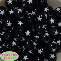 20mm Black Star Acrylic Bubblegum Beads