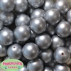 24mm Matte Silver Faux Pearl Bubblegum Beads Bulk