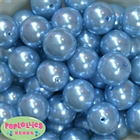 24mm Baby Blue Faux Pearl Bubblegum Beads