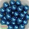 24mm Peacock Blue Faux Pearl Bubblegum Beads