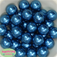 24mm Blue Faux Pearl Bubblegum Beads Bulk