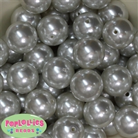 24mm White Faux Pearl Bubblegum Beads Bulk