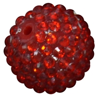 24mm Red Metallic Resin Rhinestone Bubblegum Beads