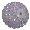 24mm White Metallic Resin Rhinestone Bubblegum Beads