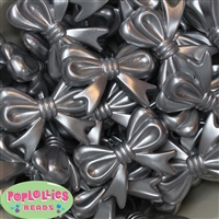 45mm Metallic Silver Bow Bubblegum Beads