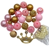 Pink and Gold Rhinestone Crown DIY Necklace Kit
