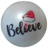 20mm Santa Hat with Believe Print on a White Matte Bead