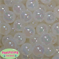 20mm White Shiny AB Bubble Style Acrylic Gumball Bead