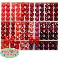 Bulk Mix of Red Bubblegum Beads 120pc
