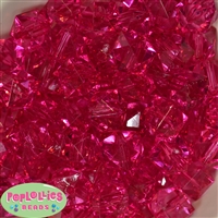 20mm Clear Hot Pink Ice Cube Bubblegum Bead