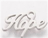 Small silver colored round charm with "HOPE"