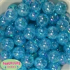 20mm Cyan Blue Crackle Bubblegum Bead