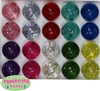 20mm Mix of Clear Glitter Acrylic Bubblegum Beads