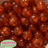 20mm Clear Orange Glitter Acrylic Bubblegum Beads