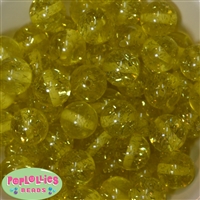 20mm Yellow Clear Glitter Acrylic Bubblegum Beads