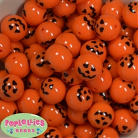 20mm Jack o Lantern Print Solid Bubblegum Bead