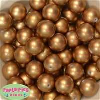 20mm Matte Gold Acrylic Pearl Bubblegum Beads