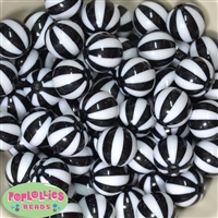 20mm Black Melon Stripe Bubblegum Beads