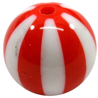 20mm Red Melon Stripe Bubblegum Beads