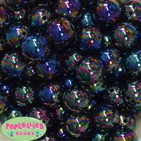 20mm Black Miracle AB Acrylic Bubblegum Beads