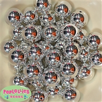 20mm Silver Mirror Acrylic Bubblegum Beads Bulk