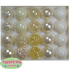 20mm Cream Mixed Styles Acrylic Bubblegum Bead