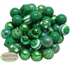 20mm Christmas and Emerald Green Mixed Bubblegum Beads 52pc
