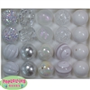 20mm White Mixed Bubblegum Beads