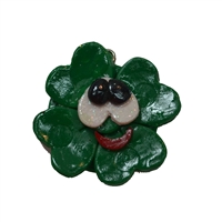 Funky Clover Polymer Clay Pendant Glazed with Glitter