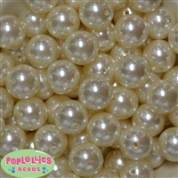 20mm Cream Faux Pearl Acrylic Bubblegum Beads Bulk