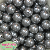 20mm Gray Faux Acrylic Pearl Bubblegum Beads Bulk