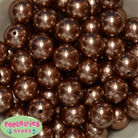 20mm Honey Brown Faux Acrylic Pearl Bubblegum Beads Bulk