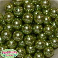 20mm Light Olive Green Faux Acrylic Pearl Bubblegum Beads