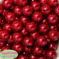 20mm Red Faux Acrylic Pearl Bubblegum Beads Bulk