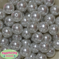 20mm White Faux Acrylic Pearl Bubblegum Beads Bulk